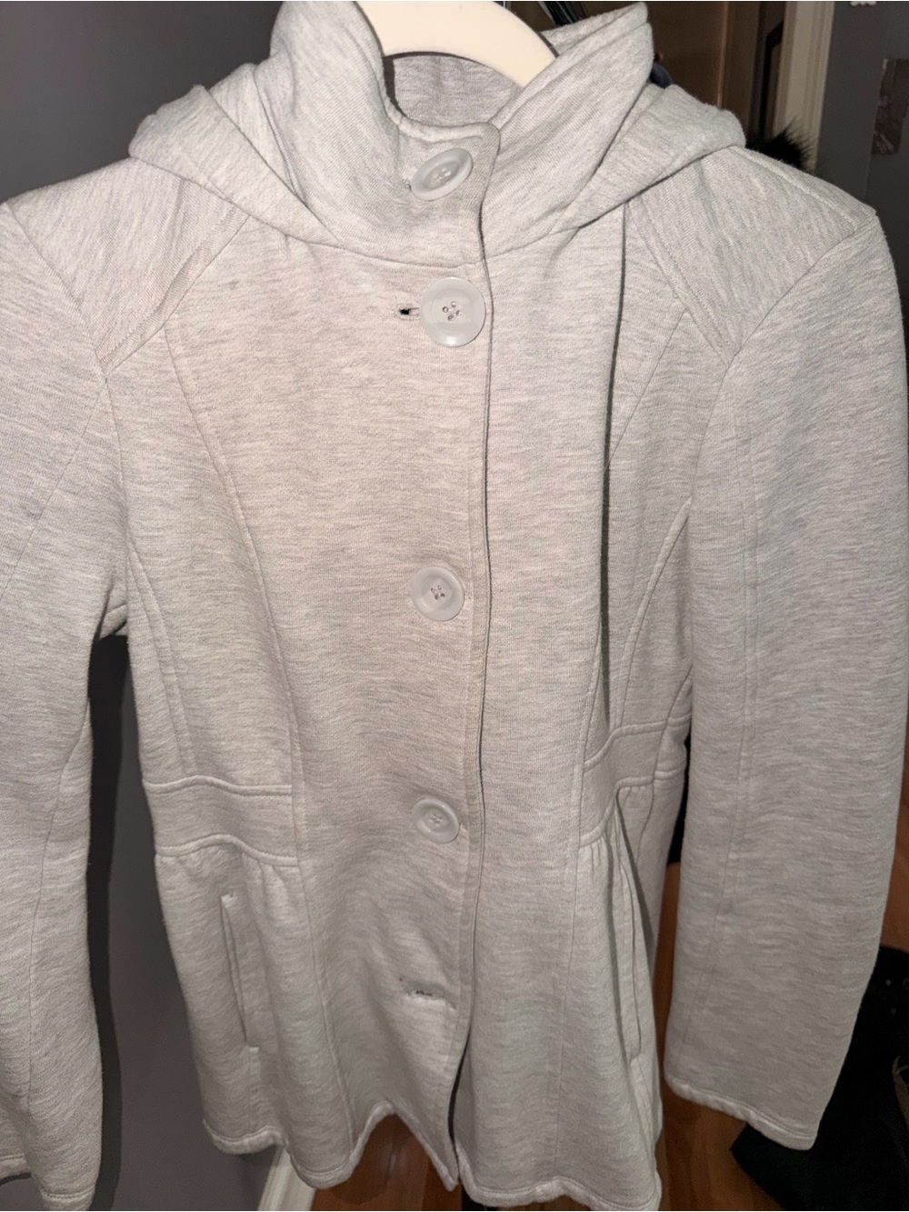 Merona Light Gray Hooded Button-Front Trench Coat